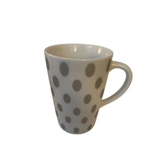 Starbucks 2005 White & Silver Polka Dot Coffee Mug 5" Tall - Picture 1 of 2